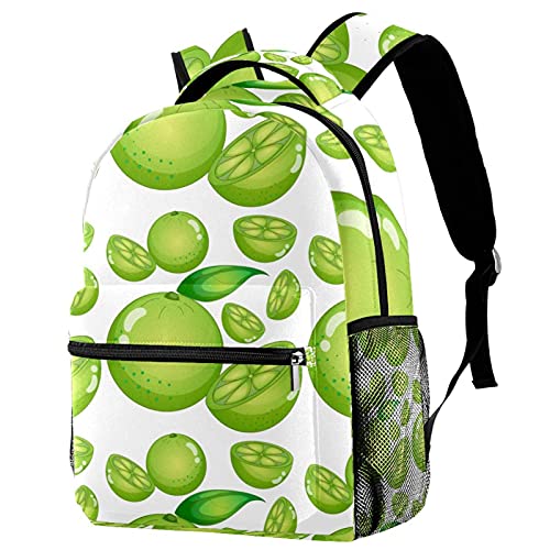 Sac à dos de voyage vert citron avec porte-bouteille pour campus et loisirs