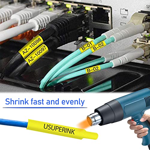 Image of 2 Pack Compatible for Brother Ptouch HSe-611 HSe611 HS-611 HS611 Black on Yellow 5.8mm 0.23'' Heat Shrink Tubing Label Tape for Wire Cable use in PT-E300 PT-E500 PT-E550W PT-P750W Label Printer
