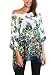 DJT Women's Batwing Sleeve Round Neck Flower Semi Sheer Top One Size Green #4