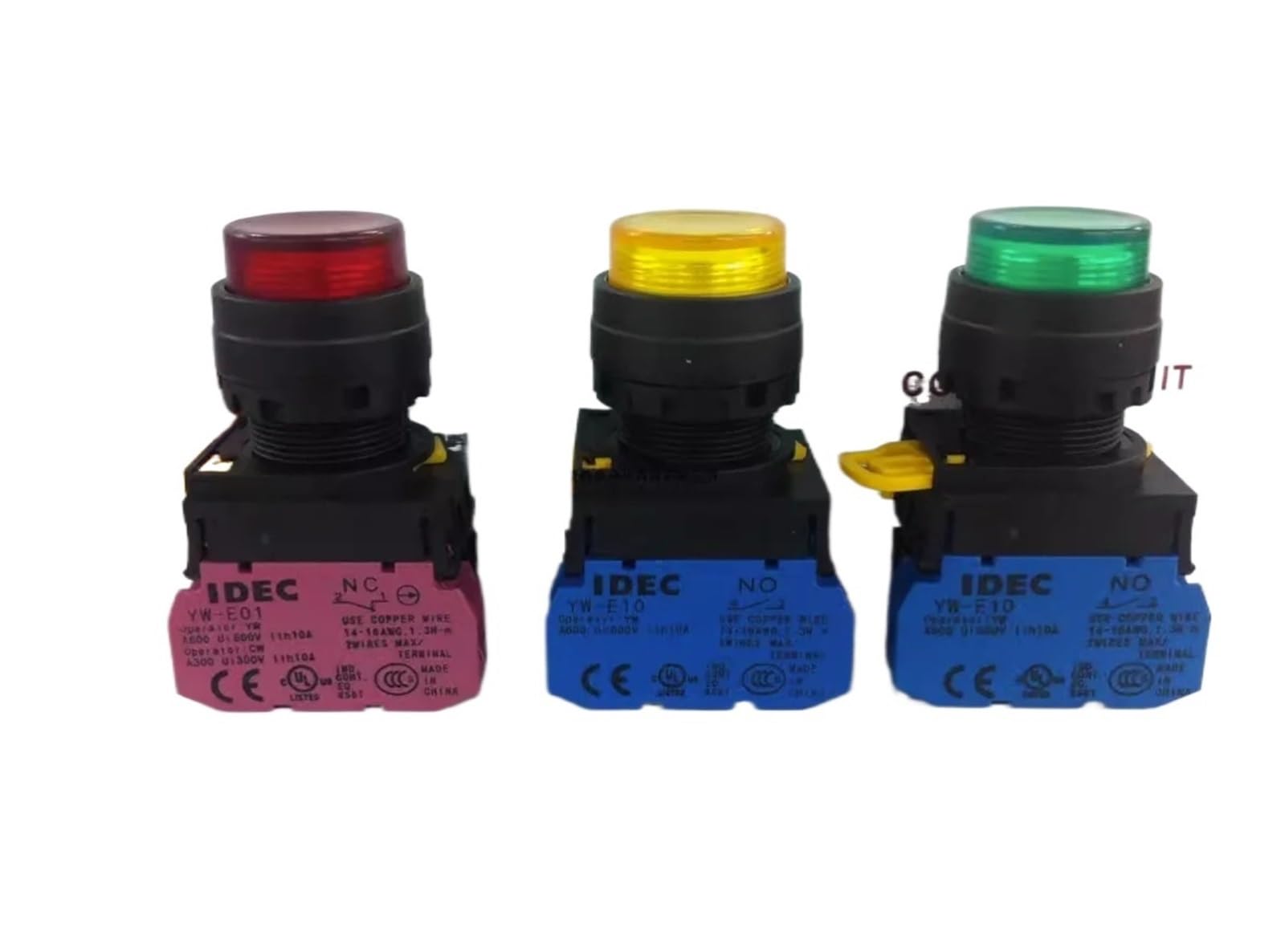 Interrupteur à bouton-poussoir monostable YW1L-M2E10QM3G vert pour commande de relais