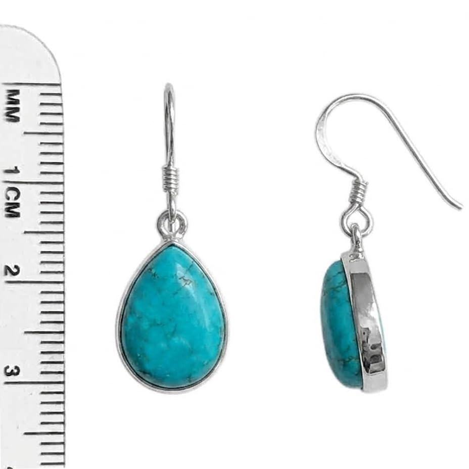 Boucles turquoise Le Luft en argent 925 avec gemmes ovales 10x14mm