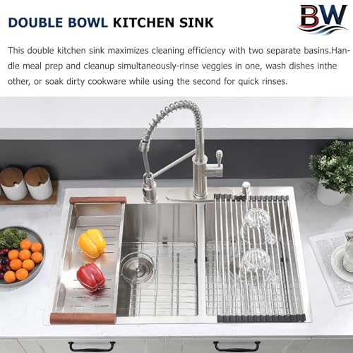Évier de cuisine à double cuve de 83 cm idéal pour simplifier la vaisselle des grands repas