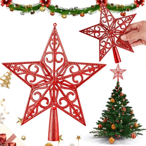 Weihnachtsbaumspitze Stern Rot, Christbaumspitze Stern,...