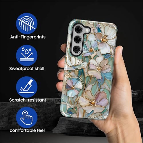 Coque Samsung S23 protection hybride 2 couches fleurs vitrail - 5