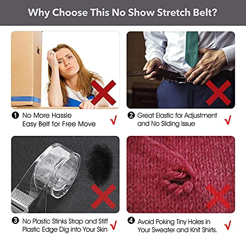 JASGOOD Invisible Women Stretch Belt No Show Elastic Web Strap Belt with Flat Buckle for Jeans Pants Dresses 6