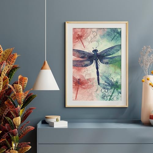 Poster autocollant libellule au fini mat - Papier amovible de haute precision facile a enlever