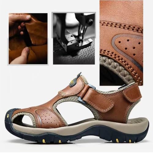 Sandals for men non slip soft soled leather waterproof versatile sports hiking beach shoes3