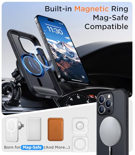 Image of Magnetic Compatible with iPhone 15 Pro Max Case, [Built-in Invisible Kickstand][Compatible with MagSafe] [Military Grade Shockproof] Slim Translucent Matte Phone Case for iPhone 15 Pro Max 6.7 inch