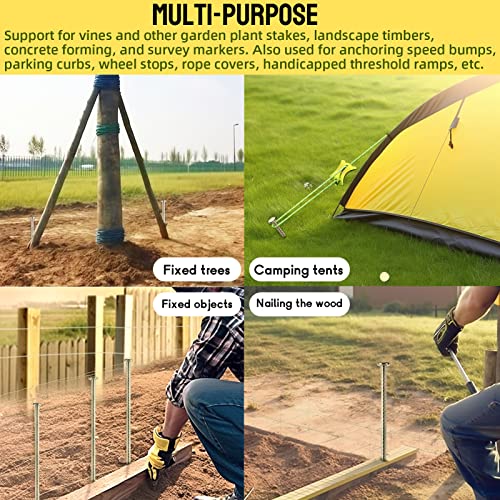 Jpoip 16 Inch Rebar Stakes - 1/2 Inch Diameter Galvanized Steel Ground Anchors - Heavy Duty Plant Support Garden Stake For Speed Bump, Wheel Stop, Tent (6 Pack) #TOP5