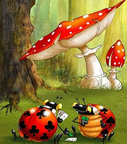 Kit peinture au diamant 5D complet avec strass, broderie point de croix champignon