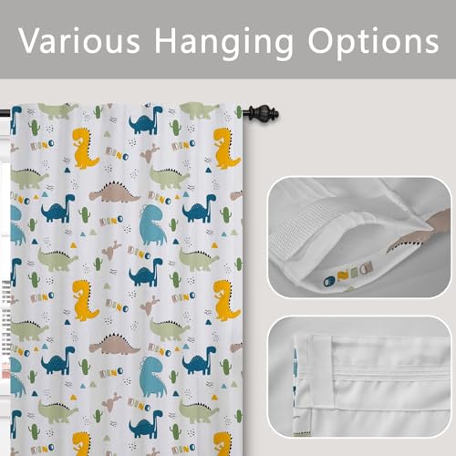 ggaimwf Dinosaur Curtains for Kids Bedroom Green Dino Eggs Cartoon Cute Wildlife Jurassic Light Filtering Window Drapes Curtains Back Tab Nursery Hanging Interior Curtain 135x175cm 1 Single Panel - Image 3