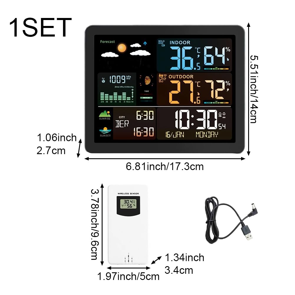 Digitale di umidità Radio Controlled Desk Clock Stazione Meteo Calendario Allarme Previsione temperatura Snooze Termometro