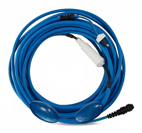 Image of 9995862-60ft Blue Cable Only Compatible with Dolphin Pool Robot Nautilus CC Plus [Non WiFi], M200, 9995862, Includes 2 Big Floats and Swivel for Tangle-Free Operation [2 Prongs] Updated