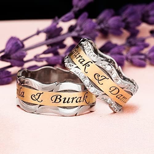 Silber Ehering Sets 925 Sterling Silber Paar Ehering Set Personalisiert Mann und Frau Silber Ehering Set
