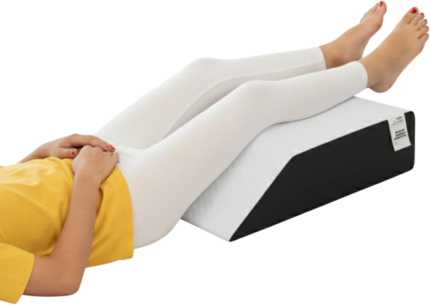 A ATH COLLECTION Leg Elevation Wedge Pillow with High Grade Foam Orthopedic Support for Sleeping, Swelling, Sciatica, Back & Knee Pain Relief, Rest Pillow Washable Cover 60x50x15cm (Black/White)
