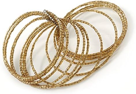 Avalaya Golden Glass Bead Flex Cuff Bracelet - Adjustable - Image 5
