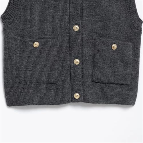 Women’S Sleeveless Button Down Knit Vest Round Neck Lightweight Knit Casual Tank Tops4