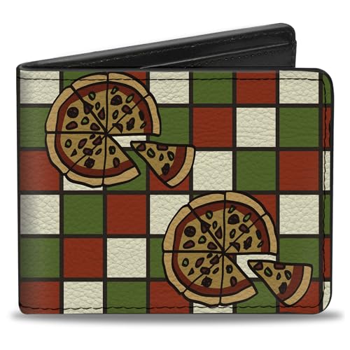 Buckle-Down Men's Standard PU Bifold Wallet-Pizza Pies, Multicolor, 4.0