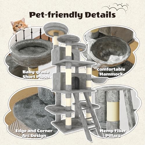 Árbol para gatos de 7 niveles en gris miniatura 4