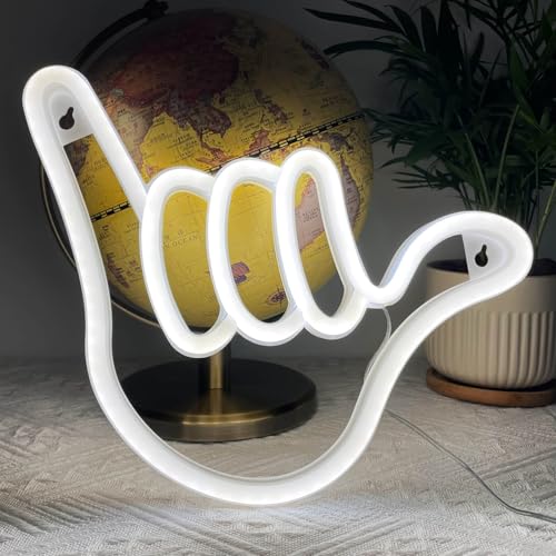 Image of HOHOSIGN Hand Gesture Neon Sign Light LED Finger Lamp, USB /Battery Powered Neon Sign for Wall Decor for Bedroom Wall, Warm White Funny Gym Light for Man Cave Game Gamer Gaming
