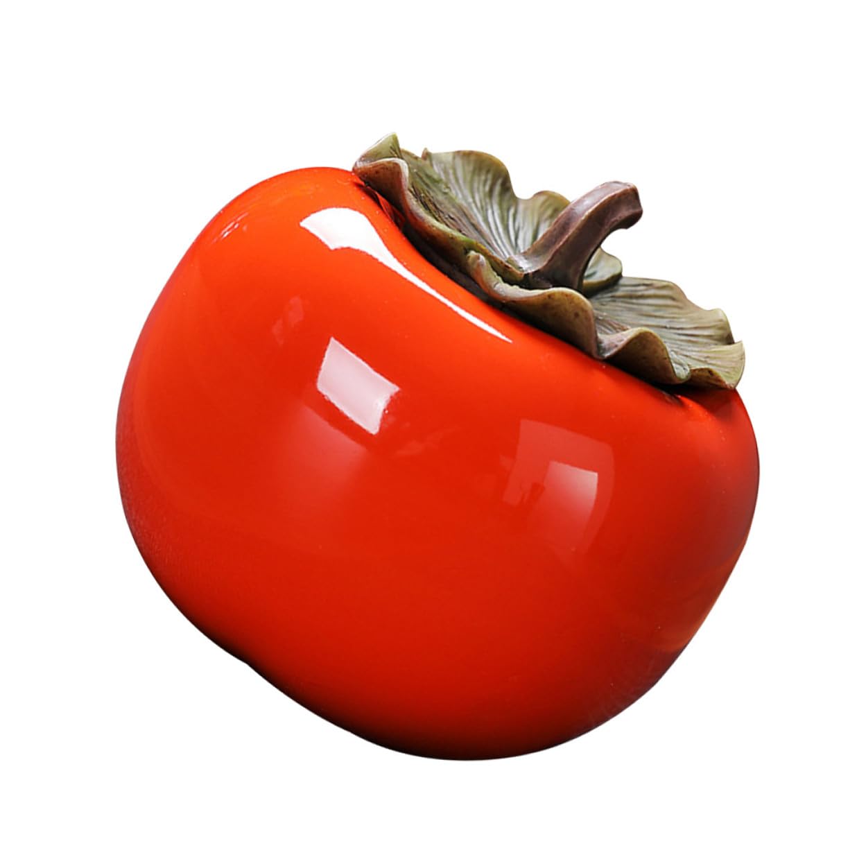 Gatuida Barattolo in Ceramica Buona Durezza e Resistenza da 330ml a Forma di Cachi come Decorazione e Souvenir Contenitore Ermetico per Tè e Caffè