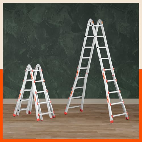 Image of Bathla X-Tend Apex 16.5 Ft Heavy Duty Aluminium Extension Ladder | 150 kg Capacity | Anti-Slip | Multipurpose A-Frame Folding Ladder | Extendable to 5 m| for Home, Stairs, Indoor, Outdoor & Roof Use