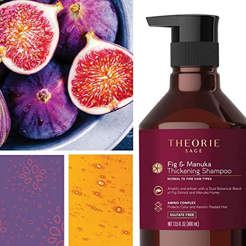 Theorie Fig And Manuka Thickening Conditioner - Amplify & Enliven - Anti-Thinning Formula - No Sulfate - For Normal To Fine Hair Types - Protects Color & Keratin Treated Hair - Pump Bottle 800Ml #TOP2