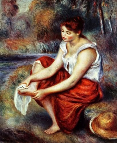 Toile Renoir salon affiche Fille s'essuyant les pieds pour décor chaleureux