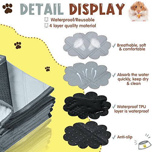 Namalu 4 Pcs Guinea Pig Cage Liners Washable Small Animals Fleece Bedding Absorbent Guinea Pig Accessories Reusable Guinea Pig Pee Pads Non Slip Fleece Cage Liners for Small Animals(24 x 18 Inch) - Image 4