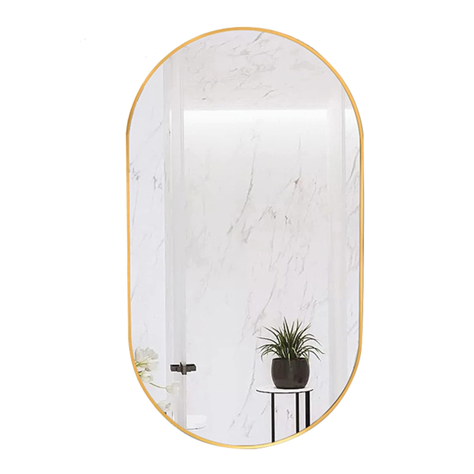Specchio Ovale 40 x 60/70 cm, specchi a Parete Muro Orizzontale o Verticale per Il Bagno, Camera da Letto, Soggiorno Metallic,40x70cm