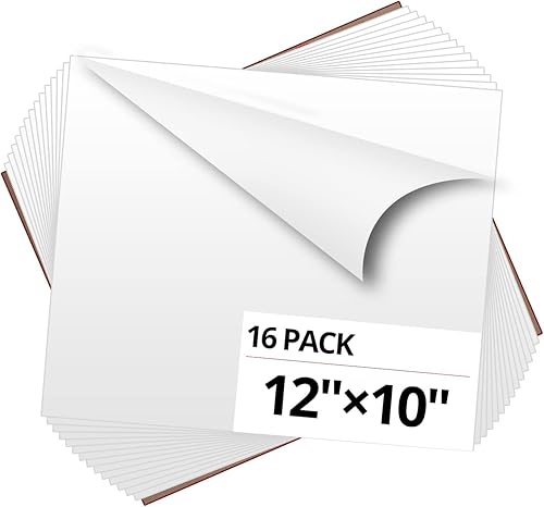 HTVRONT Paquete de 16 vinilos de transferencia de calor HTV blancos, paquete de 16 vinilos para planchar de 12 x 10 pulgadas, hojas de vinilo HTV de