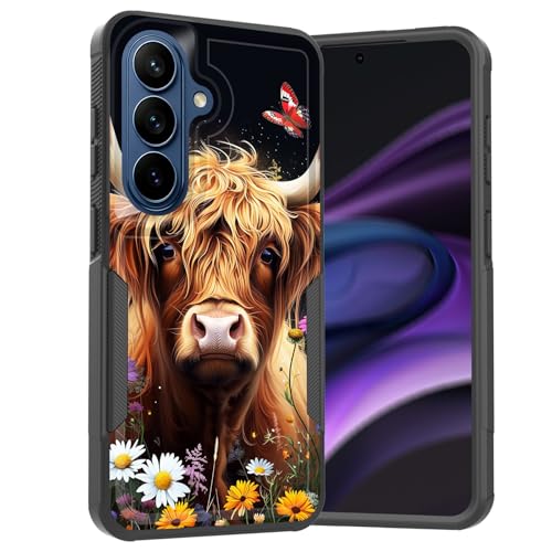 KJFHDJFDH for Galaxy S26 Plus Case,Dual Layer Hybrid Heavy Duty Rugged Shockproof Hard PC +Soft Silicone Protective Case for Samsung Galaxy S26 Plus 6.7" 2026,Cute Floral Highland Cow - image 1