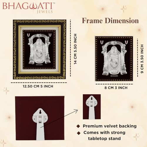 Image of 999 Pure Silver Balaji Photo Frame for Home & Office | Premium Silver | PoojaRoom & Wall Decor | Wedding & Festival Gifts | Certificate Included | Tabletop Size 5.5x5 inch
