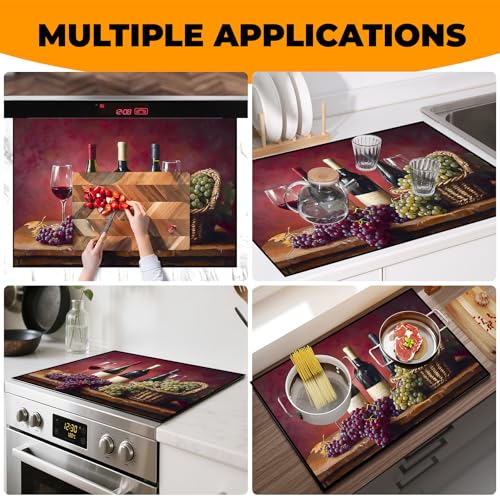 Image of Stove Top Cover for Glass Electric Stove (Wine, 30 inch x 21 inch) | Heat Resistant Cooktop Protector Mat with Non-Slip Rubber Backing, Scratch Protection and Counter Space Mat