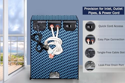 Image of Stylista Washing Machine Cover Compatible for IFB 6.5 Kg Fully-Automatic Front Loading Elena ZX Argyle Pattern Blue