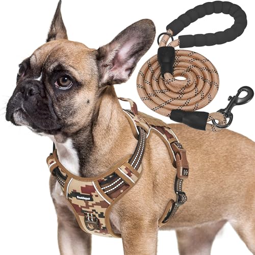 Image of Beebiepet Heavy Duty Tactical Dog Harness for Small Dogs, No Pull Adjustable Pet Harness Reflective Service Training Easy Control Pet Vest Military K9 Working Dog Harnesses- Medium, Desert Camo