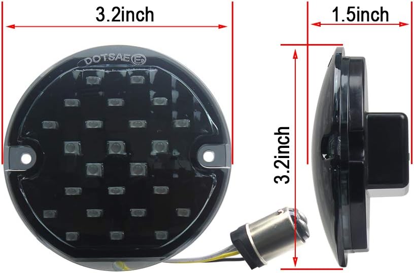 ZYTC 3 1/4" LED Turn Signals Flat PC Lens Style Front Rear 1157 Amber LED Turn Signal Kit For Harley (Not Need Extra Lens)