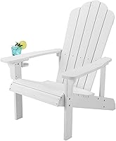 Vista 1 de Silla Adirondack resistente a la intemperie, silla Adirondack de plástico duro con soporte para tazas, cómoda, fácil de montar y mantener, silla