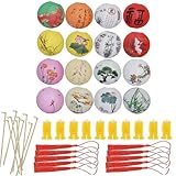 DUOLEIMI 提灯 紙ちょうちん 16個 ちょうちん 水墨画柄 七夕飾り ペーパーランタン お盆飾り 提灯セット 燈籠 夏祭り 飾り付け イベント パーティー デコレーション (手提げ棒+LED+タッセル付き)