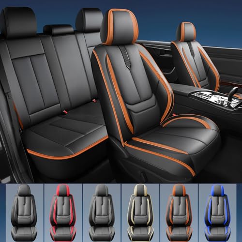 Image of Fit Outback Car Seat Covers for Subaru Outback 2010-2024 2025 2026 -Upgraded Premium Waterproof & Breathable Leather,Airbag Compatible,All-Weather Seat Cushion Protector,Full Set,Black-Brown