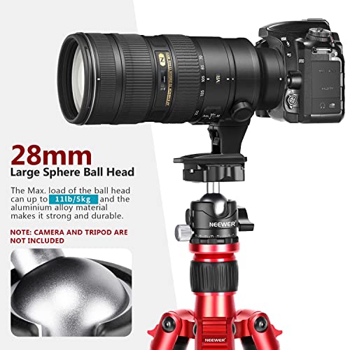 Neewer Professional 28Mm Low Profile Tripod Ball Head 360° Panoramic Rotating & 2 Lock Knobs, 1/4" Arca Type Qr Plate And Bubble Level For Dslr Camera Tripod Monopod Slider, Max Load 11Lb/5Kg #TOP3