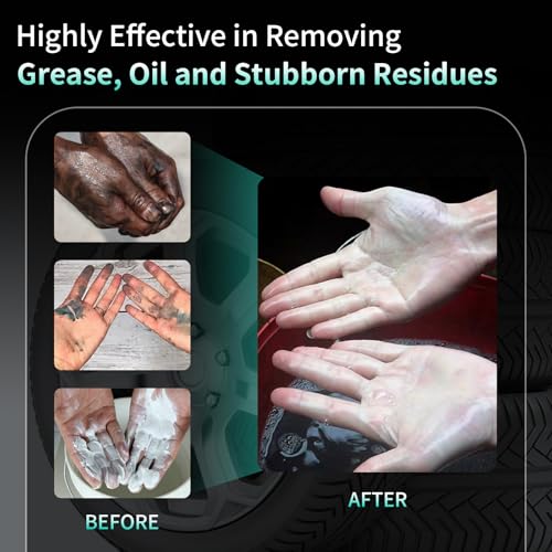 Image of Industrial Hand Cleaner for Auto Mechanics with Brush - Odour-removing Mechanic Soap for Hands - Tough Dirt Buster for Auto Mechanics, Manufacturing, Home painting DIY projects(35.2oz)