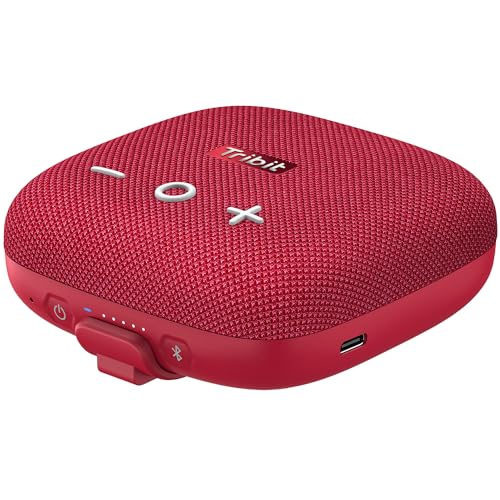 Image of Tribit StormBox Micro 2 Portable Speaker: 90dB Loud Sound Deep Bass IP67 Waterproof Small Speaker Built-in Strap, 12H Playtime Long Battery 120ft for Outdoor Camping Biking (Red)