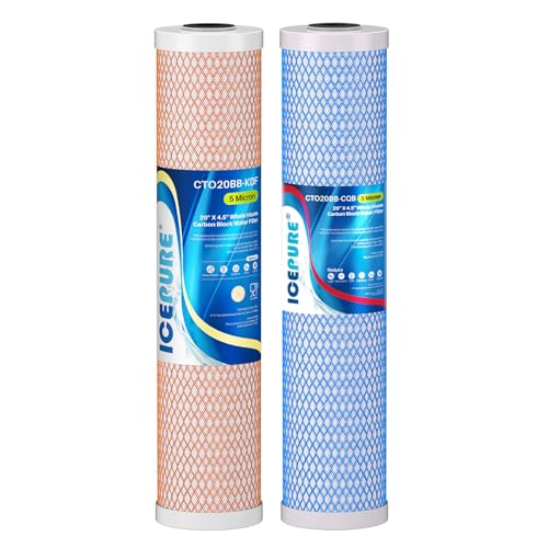 Image of ICEPURE 4.5 inchx 20 inch Whole House CTO Carbon Water Filter, 20 Inch Water Filtration System Combo Kit with KDF Cartridge and Upgraded Activated Carbon Lead Remove Filter Replacement for Home, Pack of 1