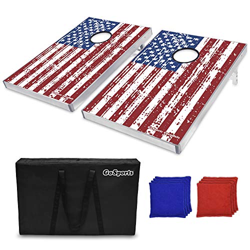 GoPong American Flag CornHole Bean Bag Toss Game Set (8 Bags per Pack), 3 x 2-Feet