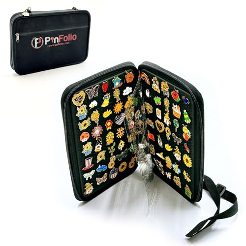 PinFolio Classic Pin Display Bag, Sports Pin Book Designed for Storage & Easy Trading Up to 100 1-Inch Enamel Pins, Black, Classic