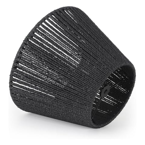 LAMSU Black Rattan Lamp Shade Small, Boho Barrel Lamp Shades for Table Lamps, Handwoven Wicker Lampshade Replacement for Floor Lamp, Wall Sconces Light Cover, Spider Fitter, 5.5x10x7 Cover