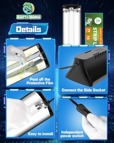 Repti Home T8 15W COMBO KIT Uva Uvb Reptile Light Combo Kit(100V-250V Wide Voltage), Reptile Light Fixture With Uvb 10.0 Fluorescent Tube, 15W Uva Uvb Lamp Bulb For Bearded Dragon Tortoise thumb #4
