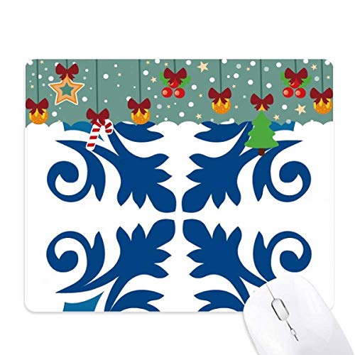 Alfombrilla de ratón azul de tela con estampado de flores de Marruecos para ordenador