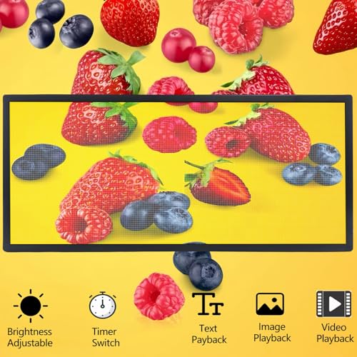 Image of P3 Full Color LED Scrolling Programmable Sign Brightness Adjustable, IP65 Outdoor Digital Message Board, WiFi + USB Control Led Message Signs for Restaurant to Display Text /Images /Video 40''x17''